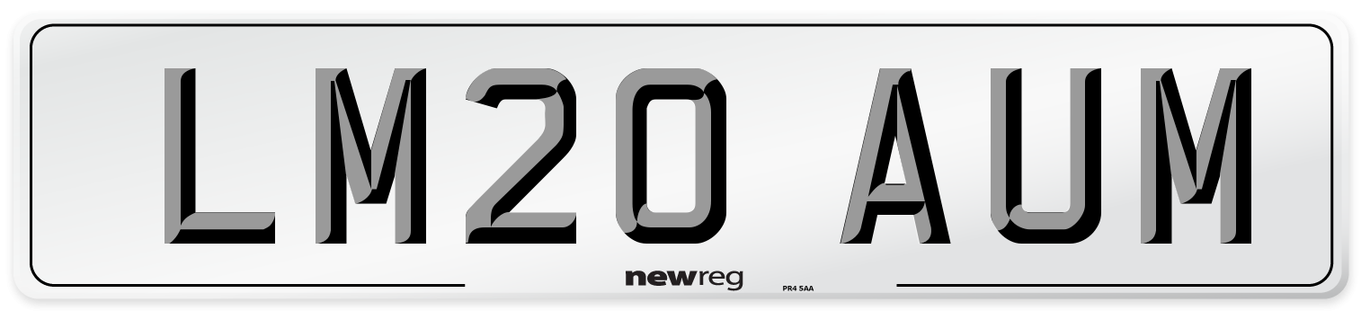 LM20 AUM Number Plate from New Reg